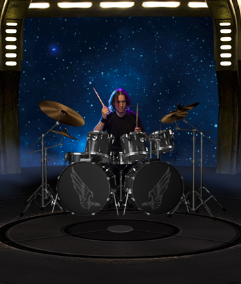 Progressive Rock member AeonSatori Tyler Timpe with double bass drum kit
